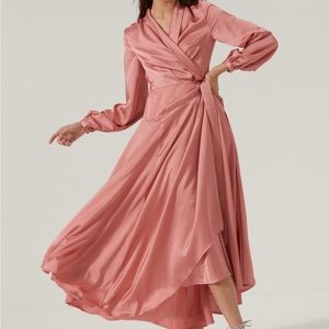 Nasty Gal Pink Satin Maxi Dress